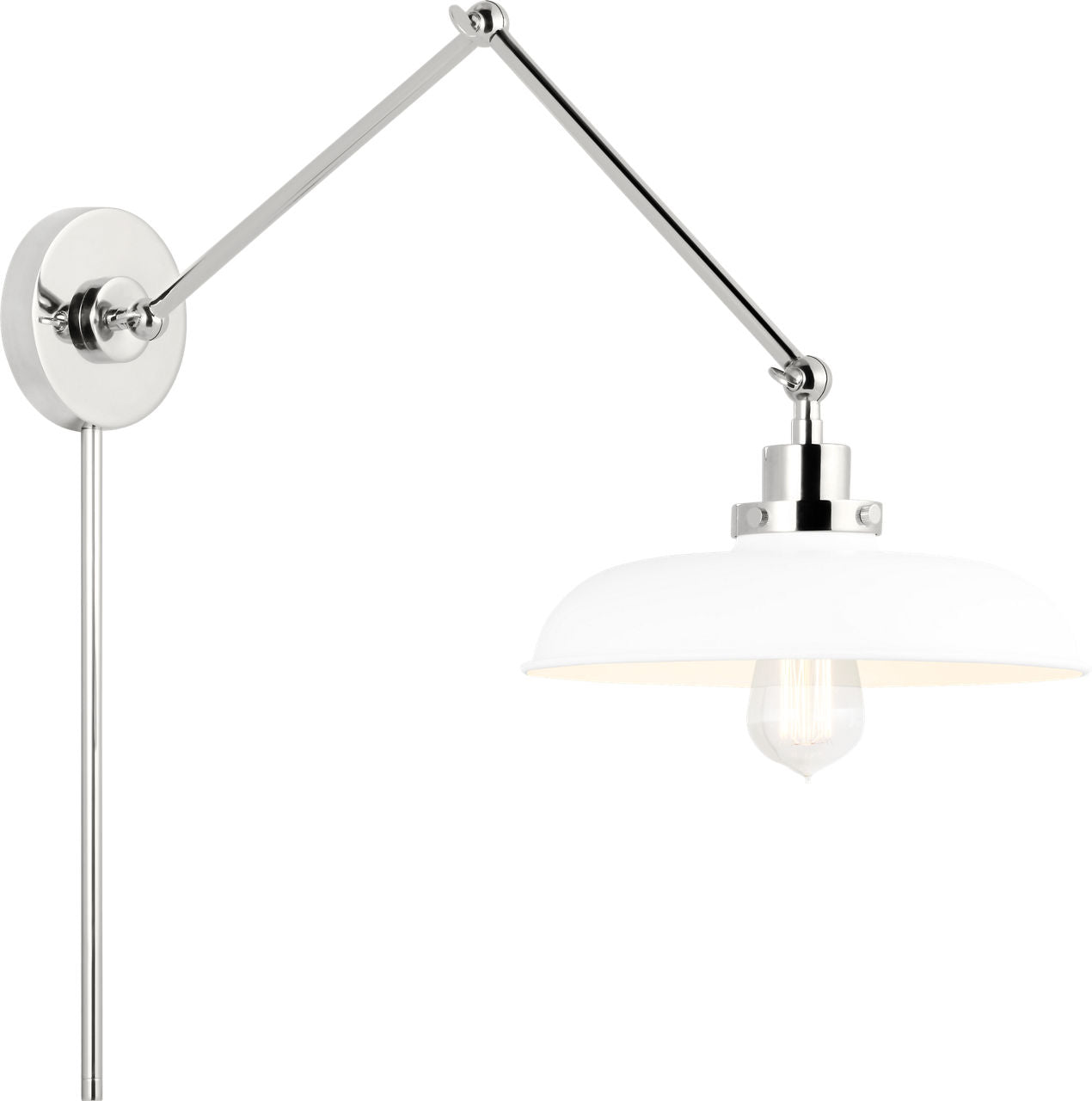 Wellfleet Double Arm Wide Task Sconce Matte White and Polished Nickel