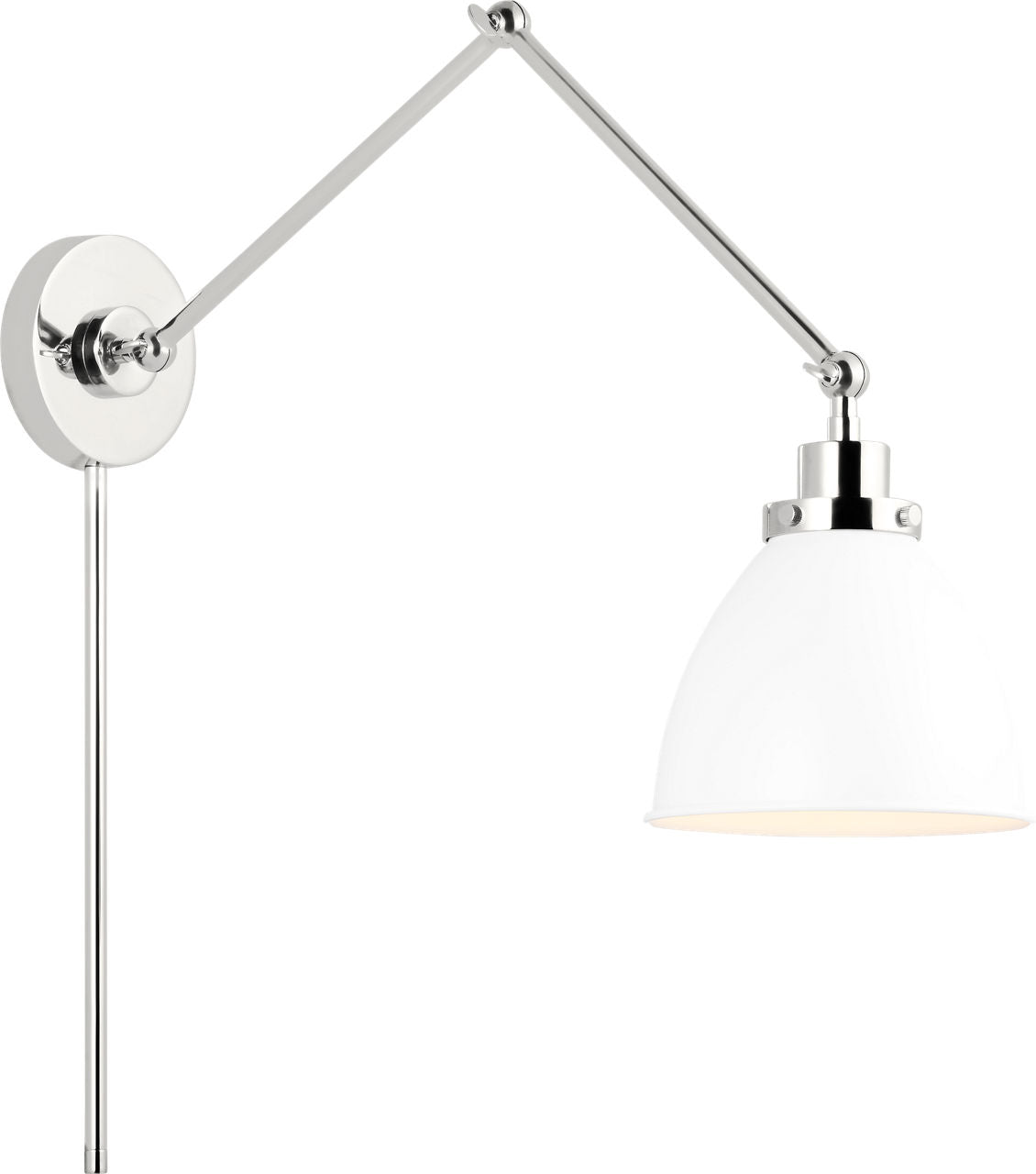 Wellfleet Double Arm Dome Task Sconce Matte White and Polished Nickel