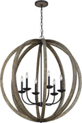 Allier Large Pendant Weathered Oak Wood / Antique Forged Iron
