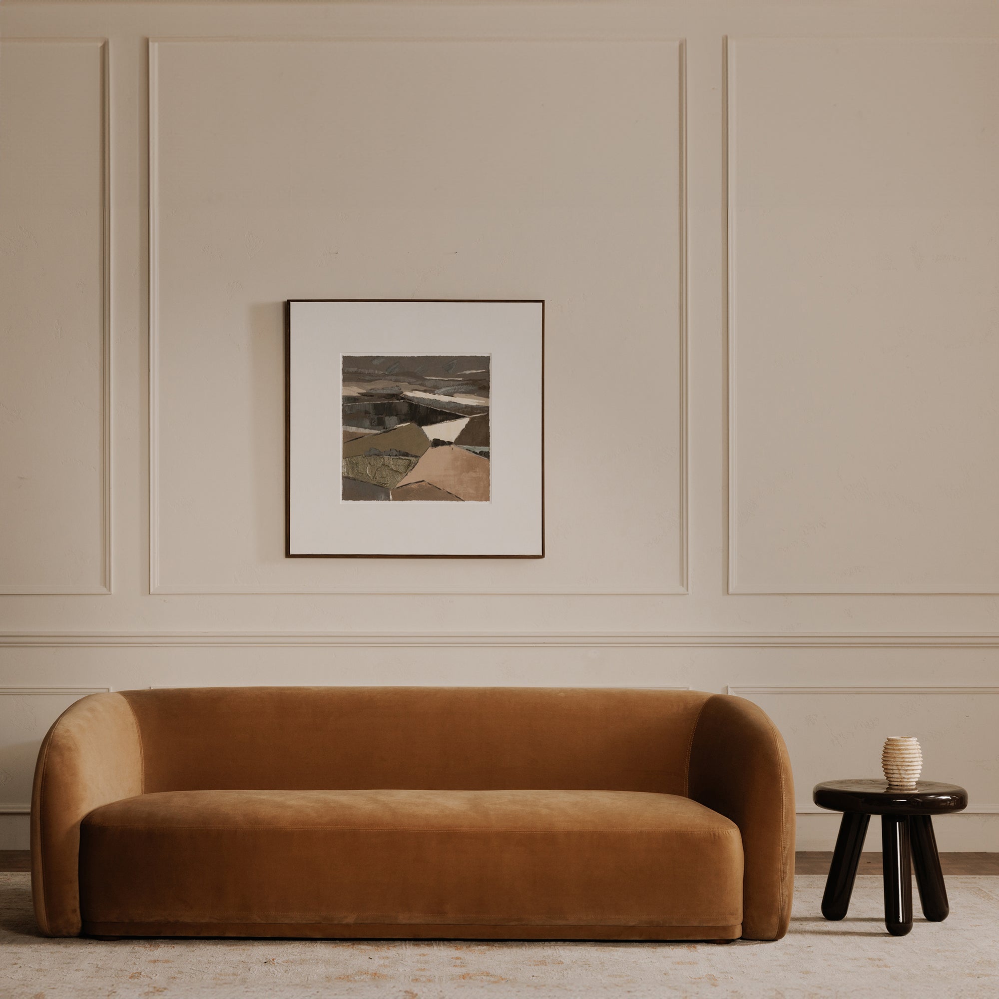 Faye Sofa Tan Faux Mohair