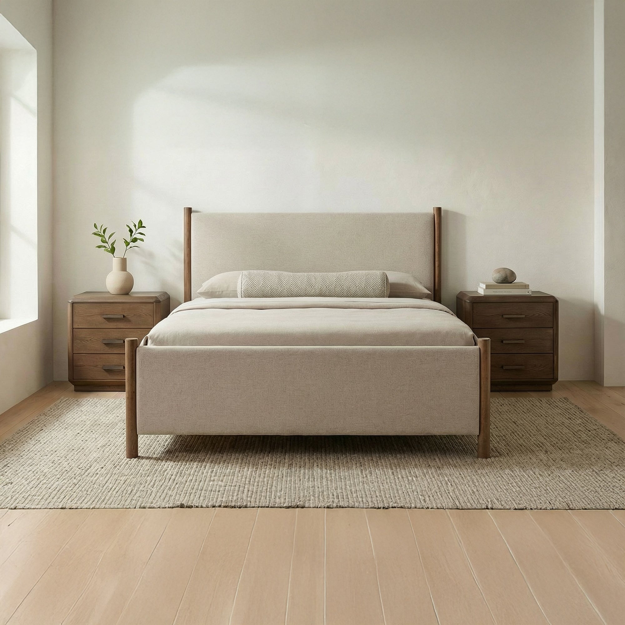 Warren Queen Bed Beige