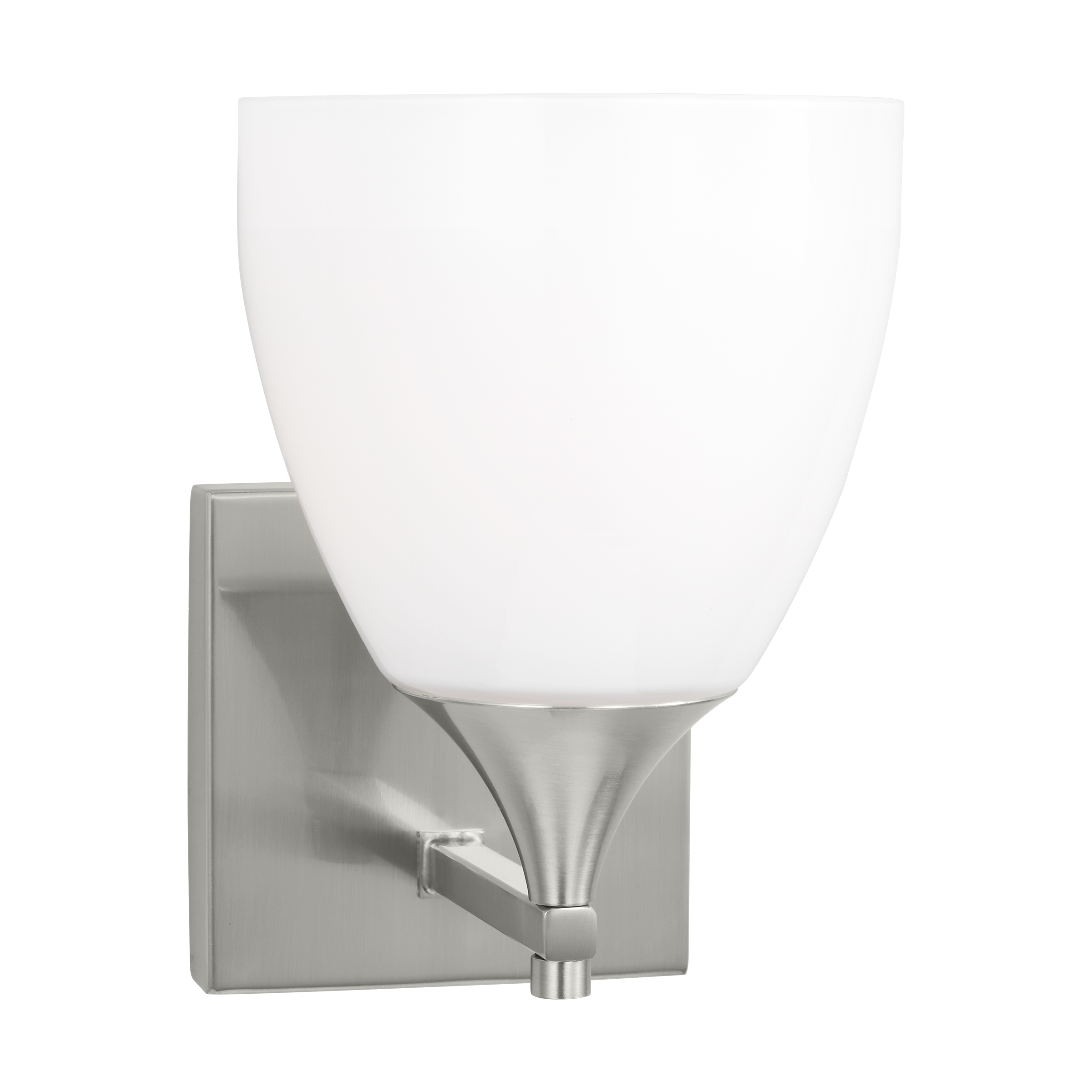 Toffino 1-Light Bath Sconce | Brushed Steel | Milk Glass