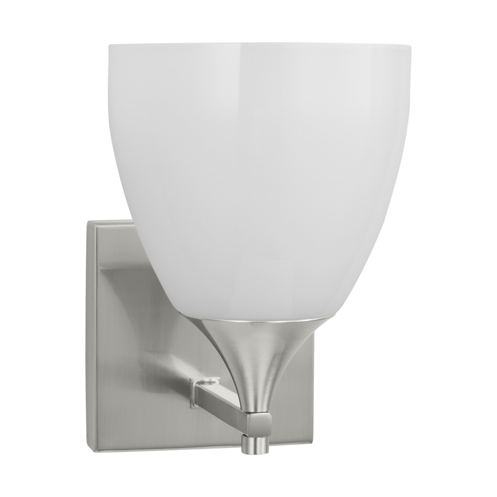 Toffino 1-Light Bath Sconce | Brushed Steel | Milk Glass