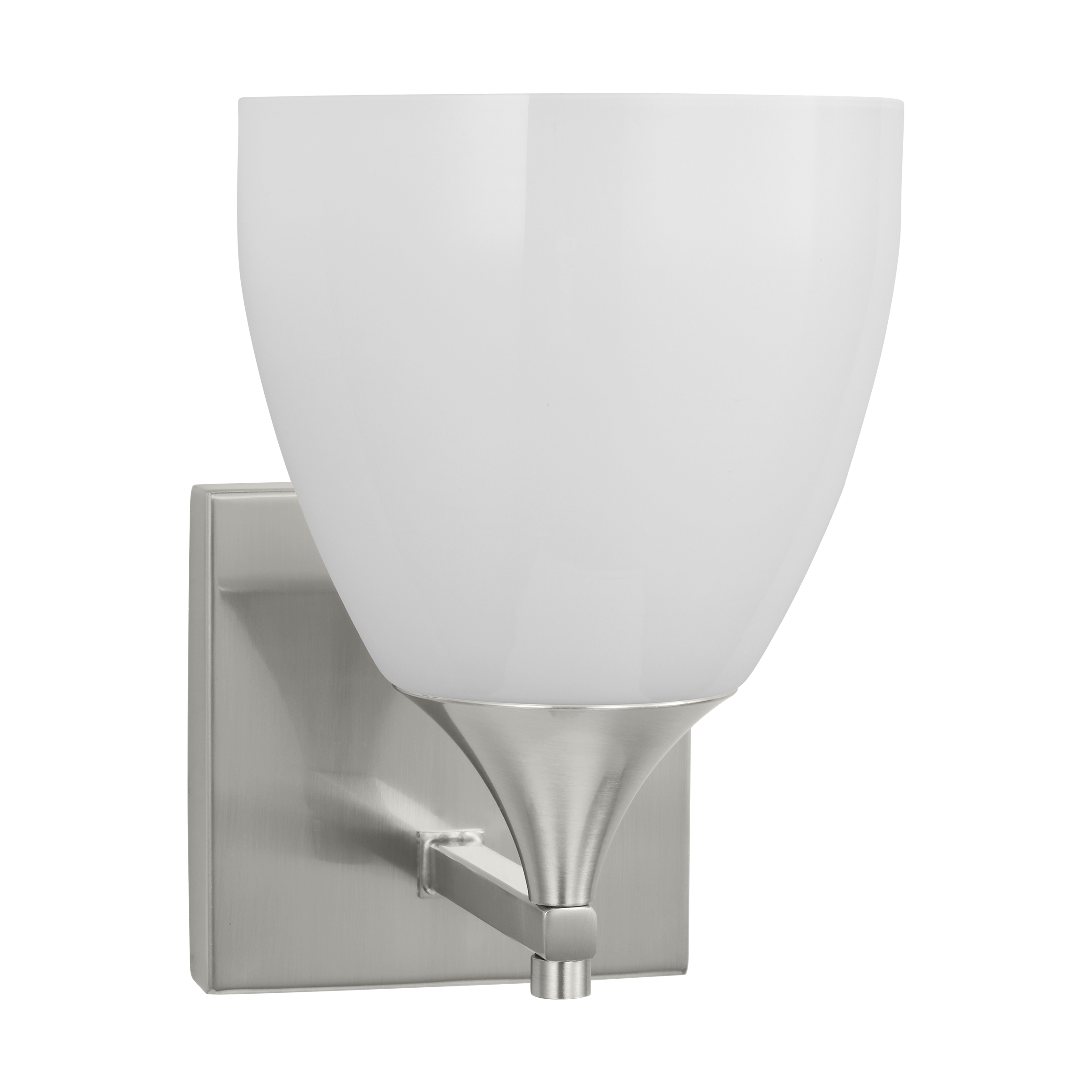 Toffino 1-Light Bath Sconce | Brushed Steel | Milk Glass