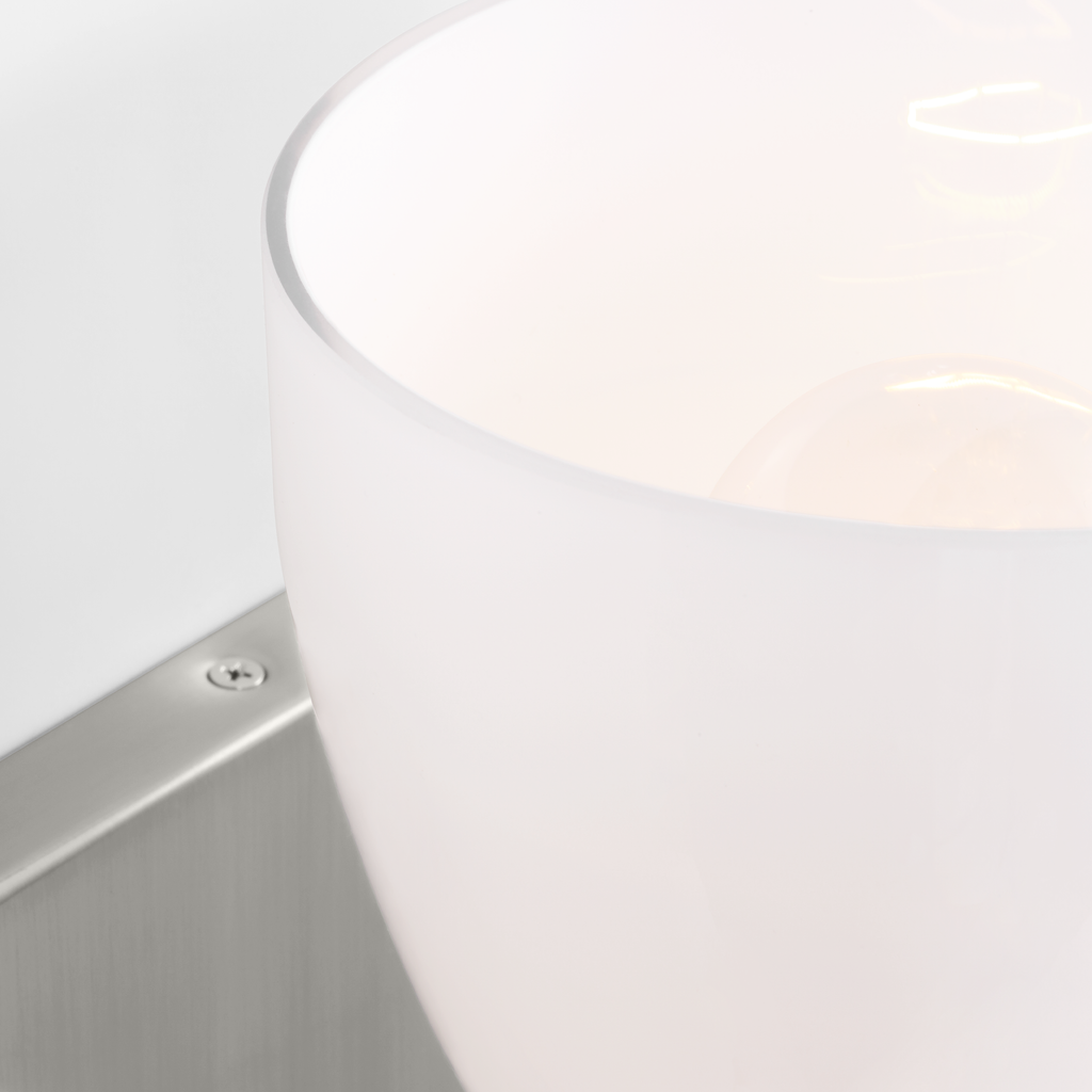 Toffino 1-Light Bath Sconce | Brushed Steel | Milk Glass
