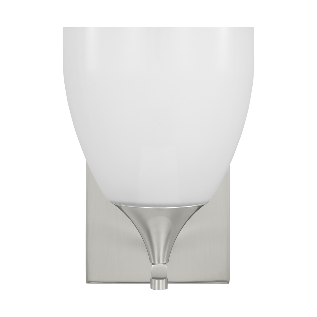Toffino 1-Light Bath Sconce | Brushed Steel | Milk Glass