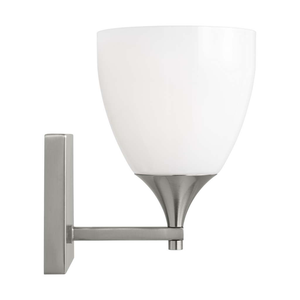 Toffino 1-Light Bath Sconce | Brushed Steel | Milk Glass