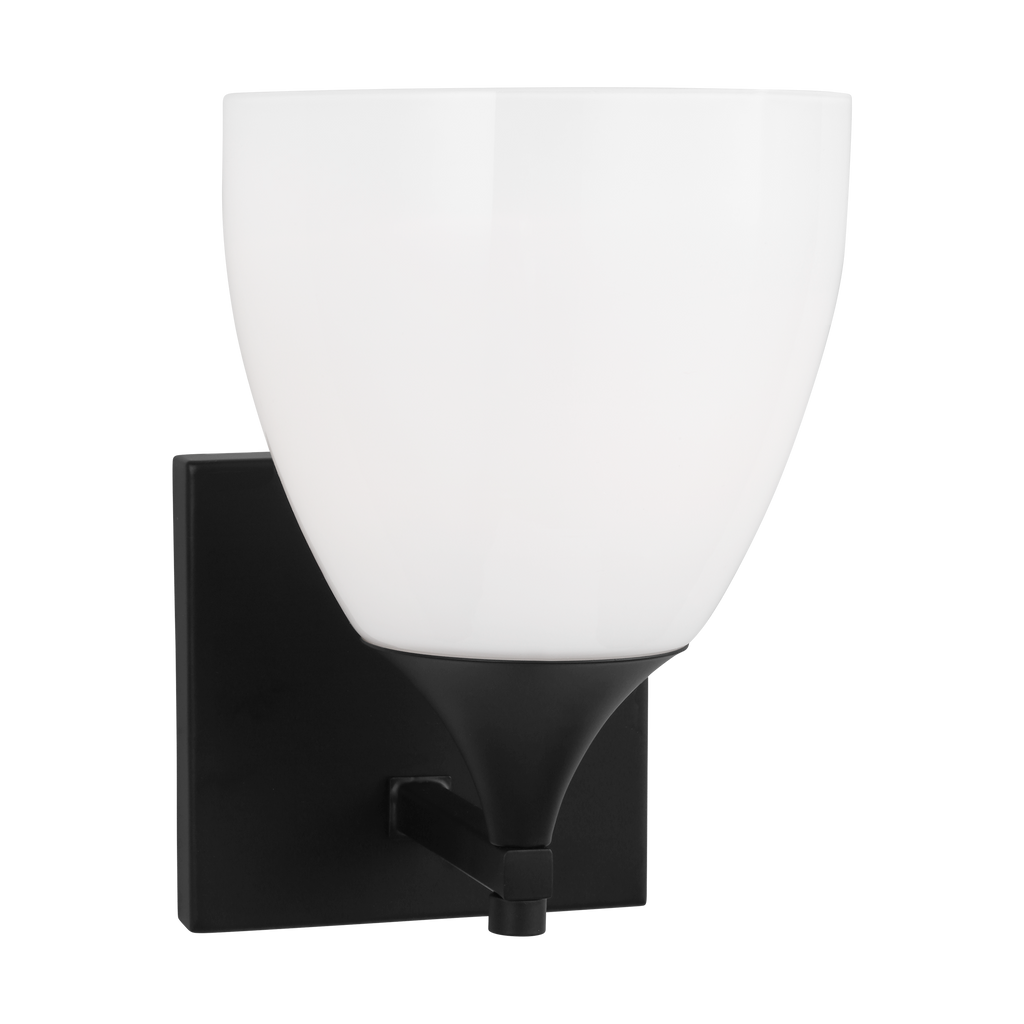 Toffino 1-Light Bath Sconce | Midnight Black | Milk Glass