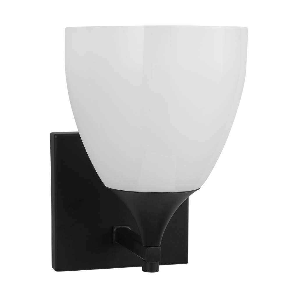 Toffino 1-Light Bath Sconce | Midnight Black | Milk Glass
