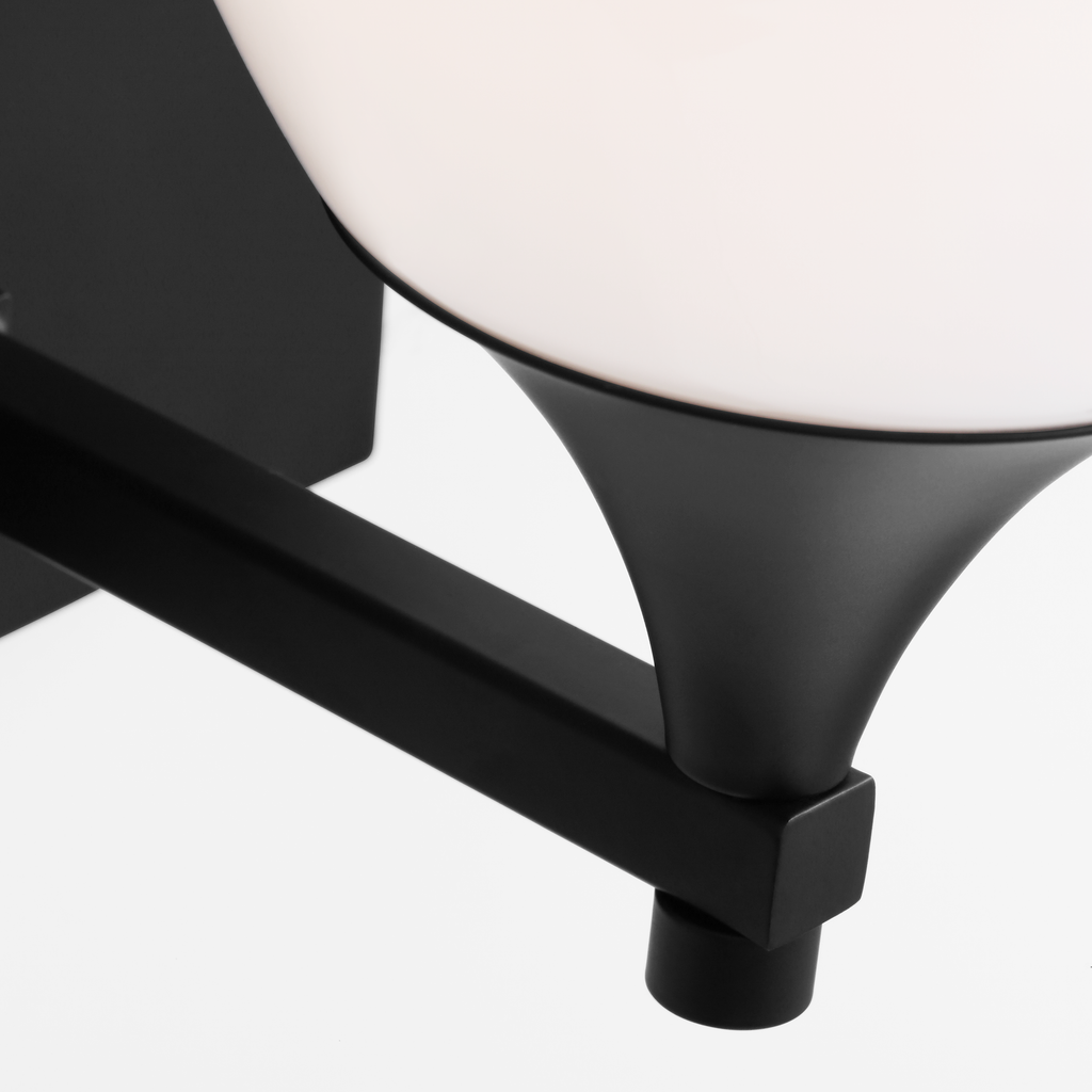 Toffino 1-Light Bath Sconce | Midnight Black | Milk Glass