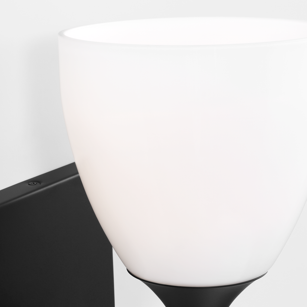 Toffino 1-Light Bath Sconce | Midnight Black | Milk Glass