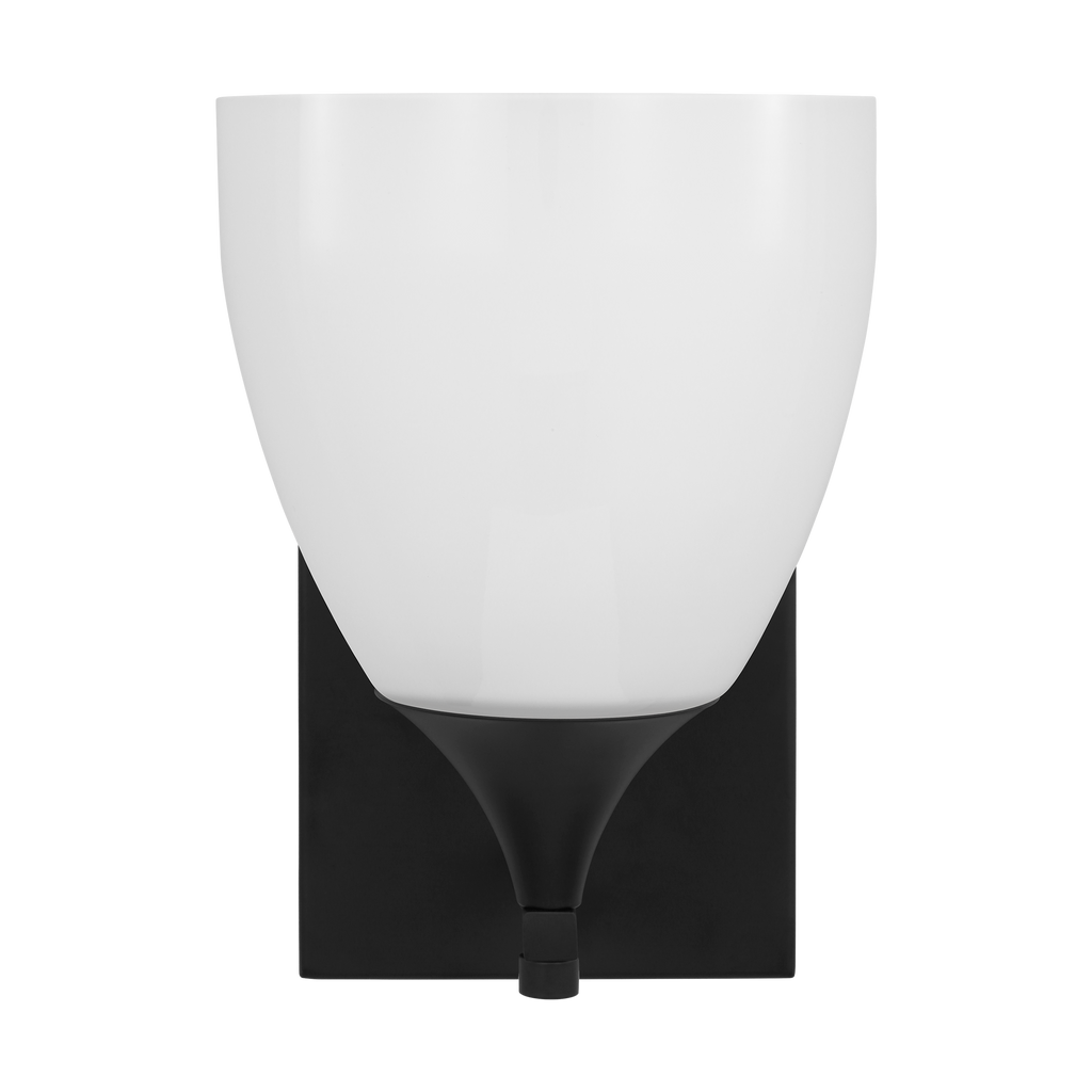 Toffino 1-Light Bath Sconce | Midnight Black | Milk Glass