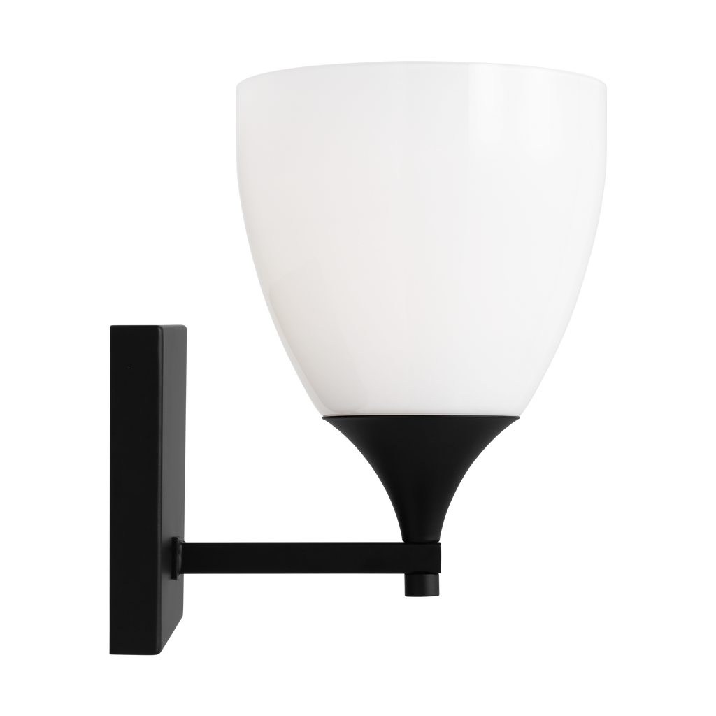 Toffino 1-Light Bath Sconce | Midnight Black | Milk Glass