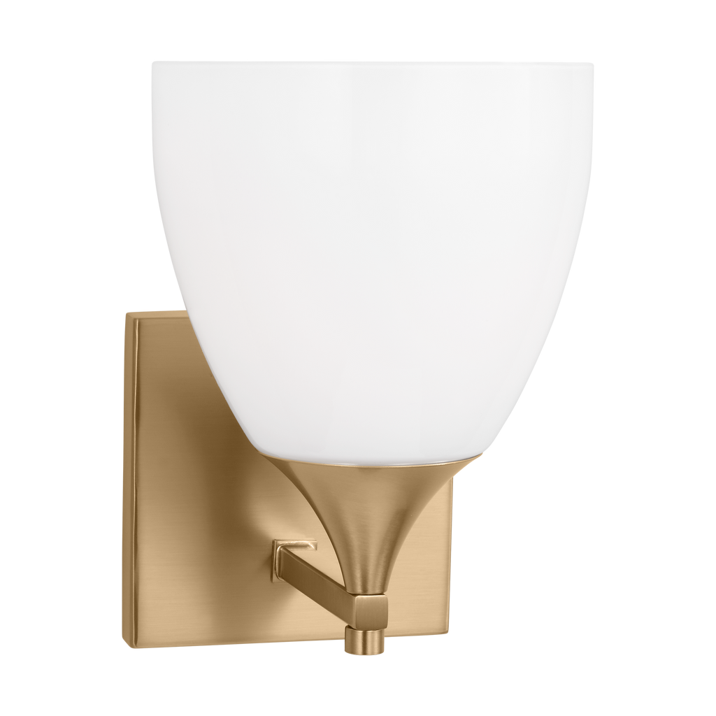 Toffino 1-Light Bath Sconce | Satin Brass | Milk Glass