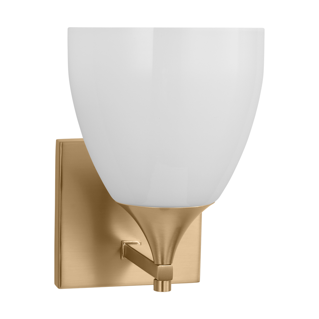Toffino 1-Light Bath Sconce | Satin Brass | Milk Glass