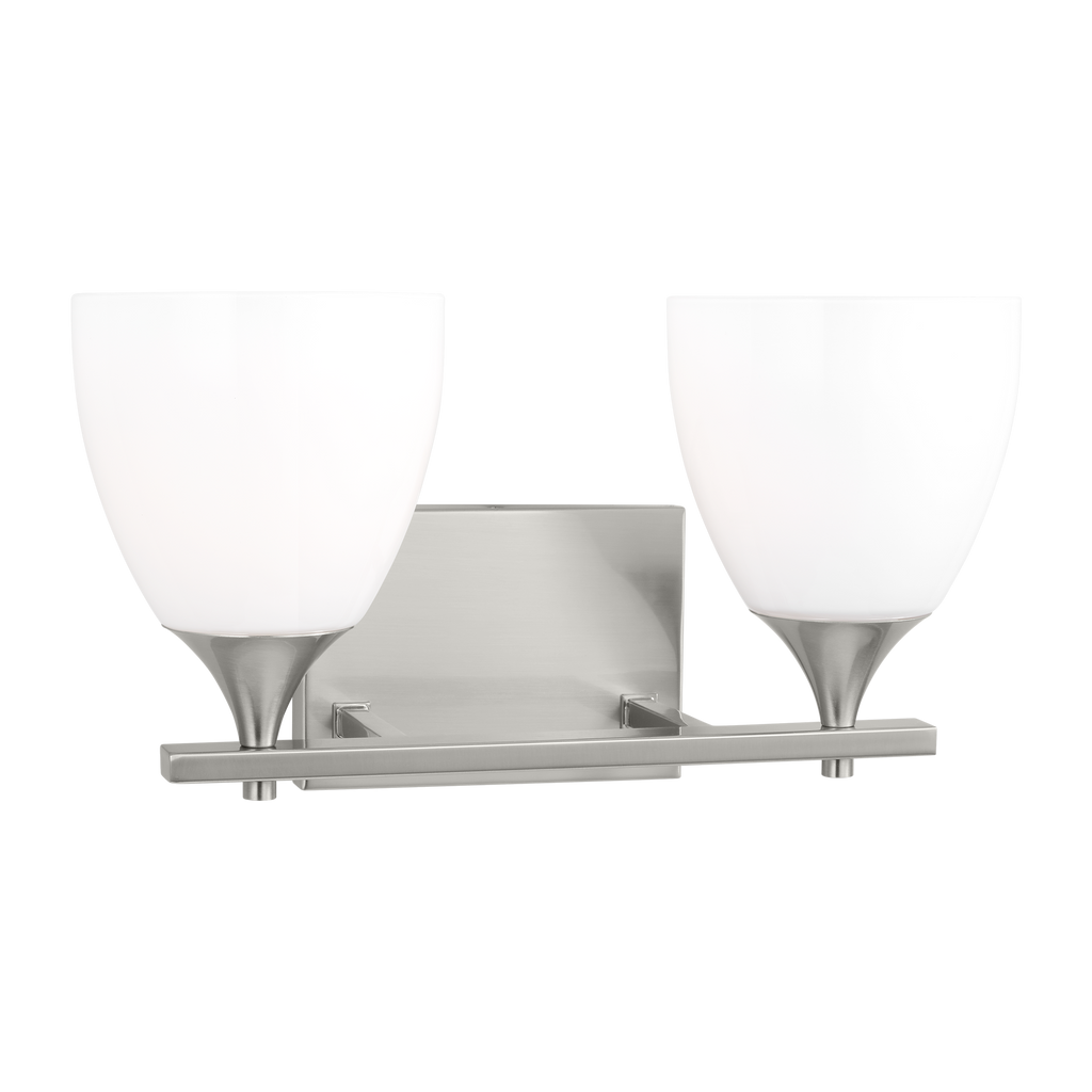 Toffino 2-Light Bath Sconce | Brushed Steel | Milk Glass