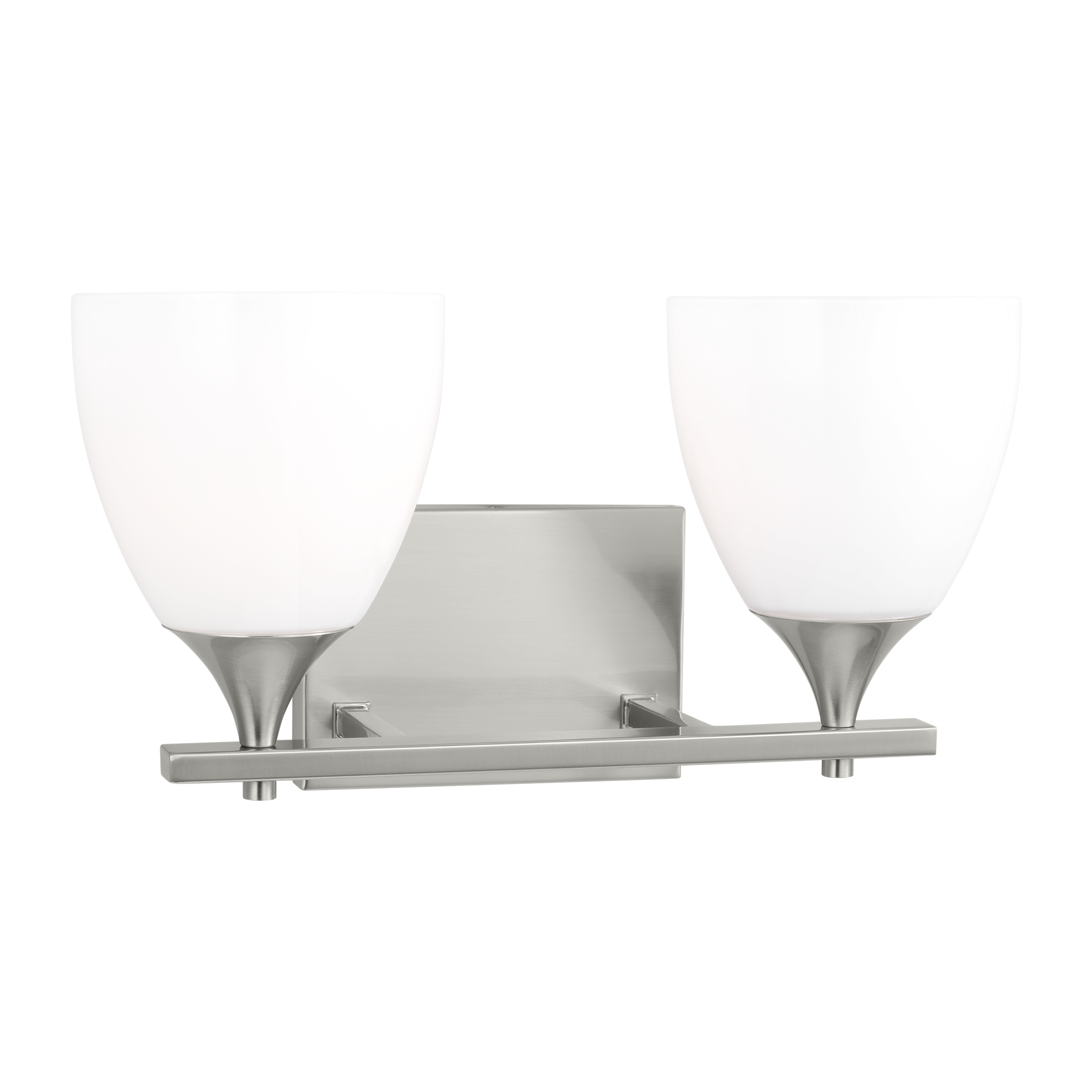 Toffino 2-Light Bath Sconce | Brushed Steel | Milk Glass