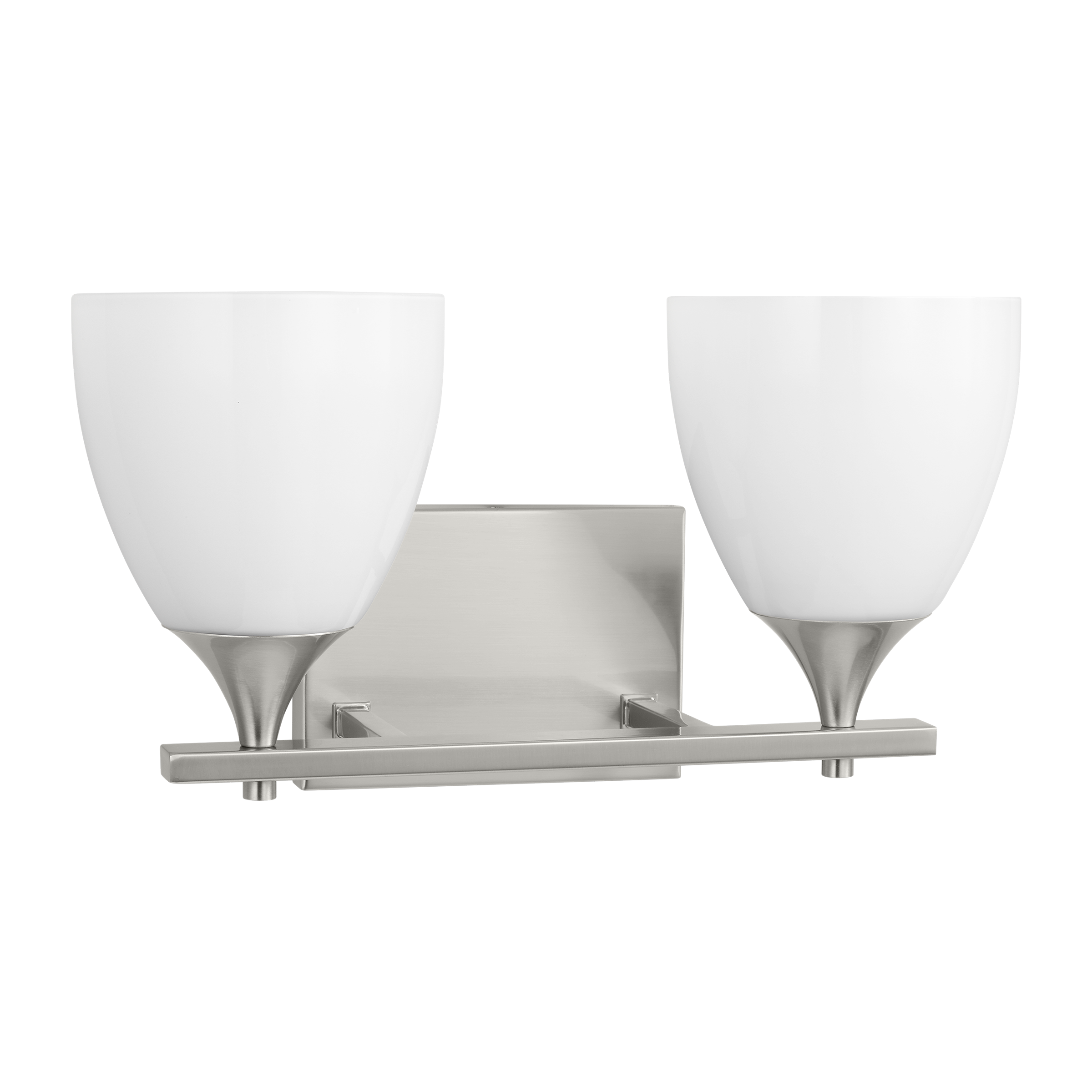 Toffino 2-Light Bath Sconce | Brushed Steel | Milk Glass