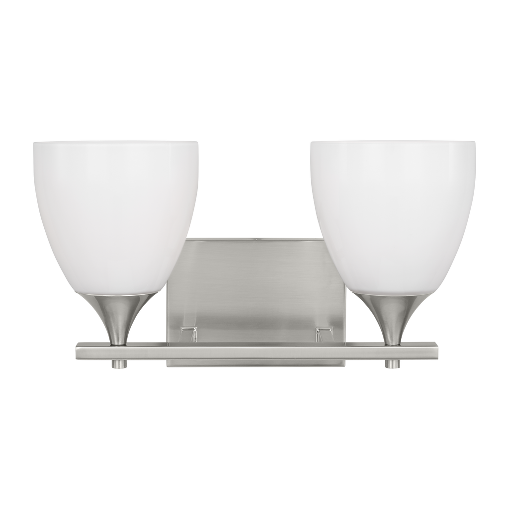 Toffino 2-Light Bath Sconce | Brushed Steel | Milk Glass