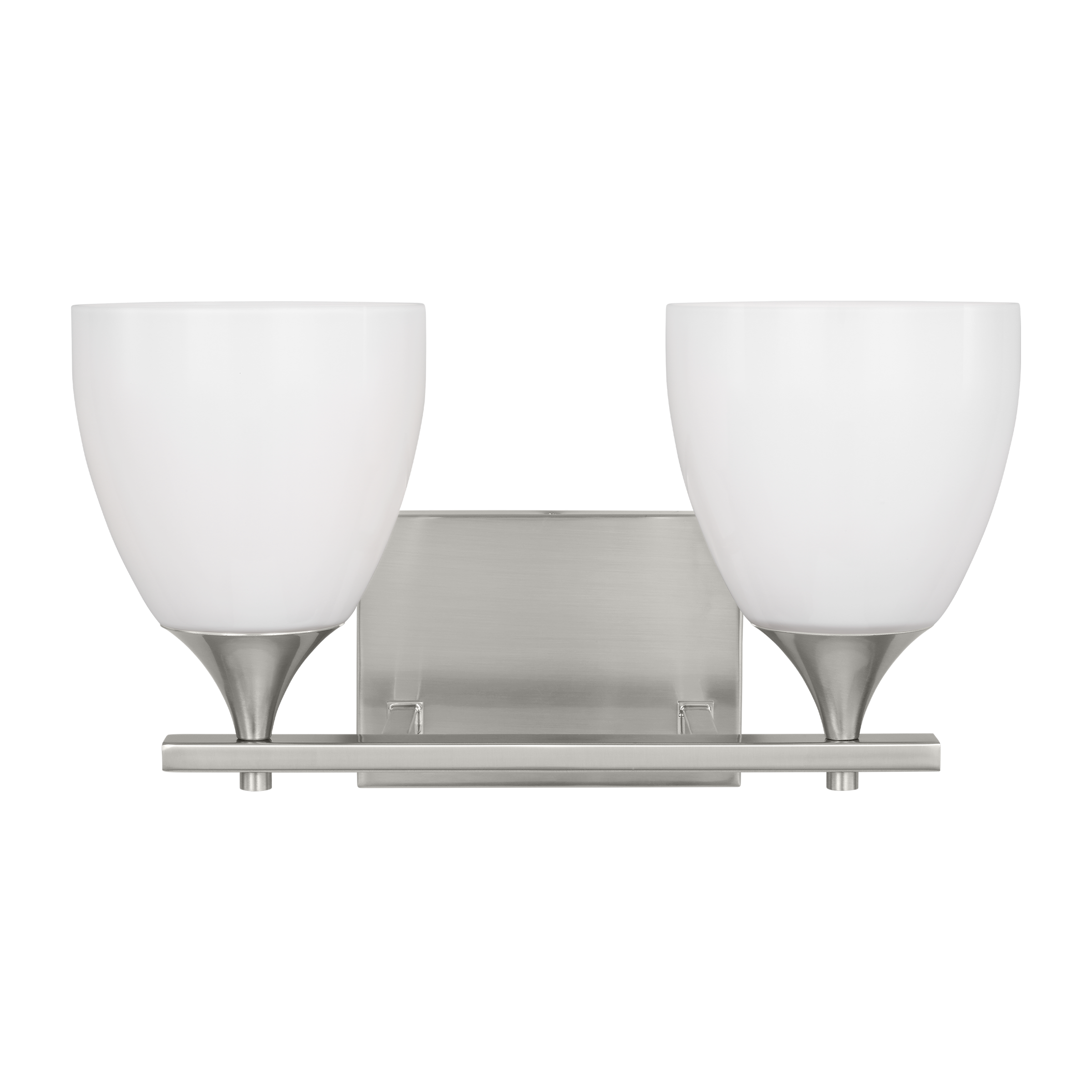 Toffino 2-Light Bath Sconce | Brushed Steel | Milk Glass