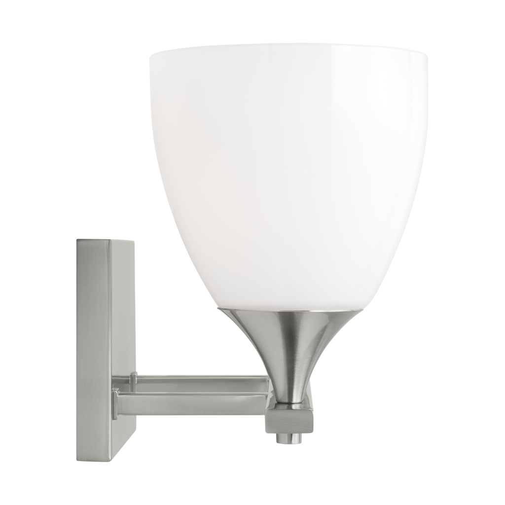 Toffino 2-Light Bath Sconce | Brushed Steel | Milk Glass
