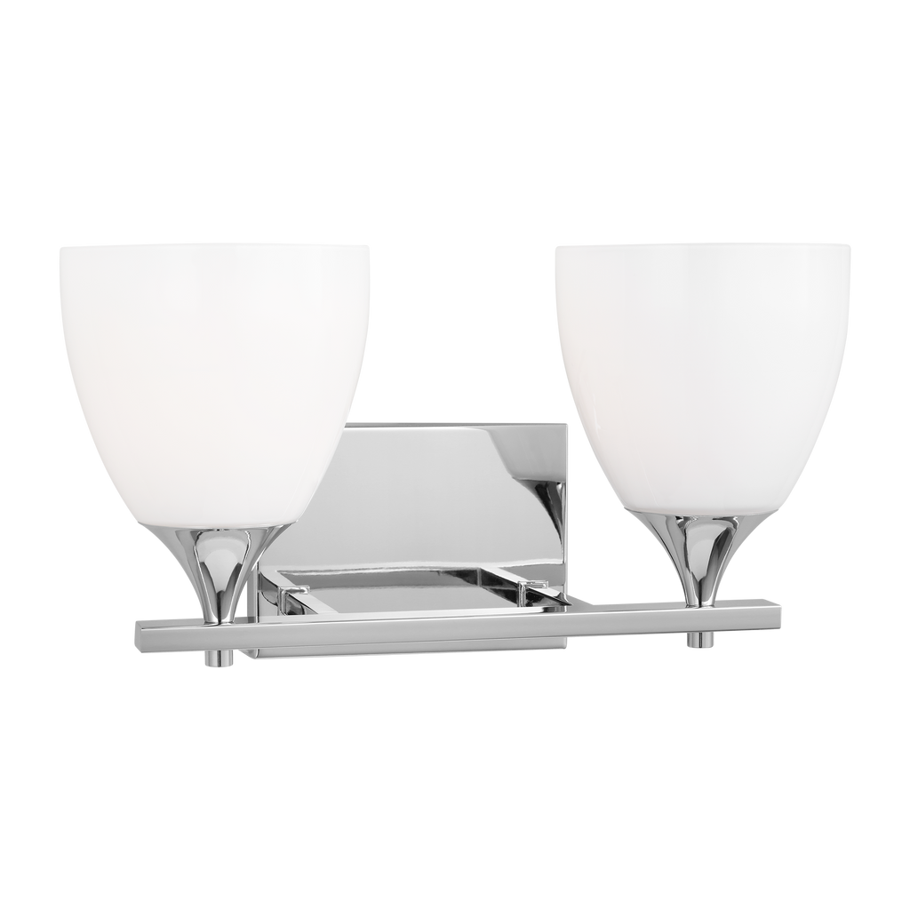 Toffino 2-Light Bath Sconce | Chrome | Milk Glass