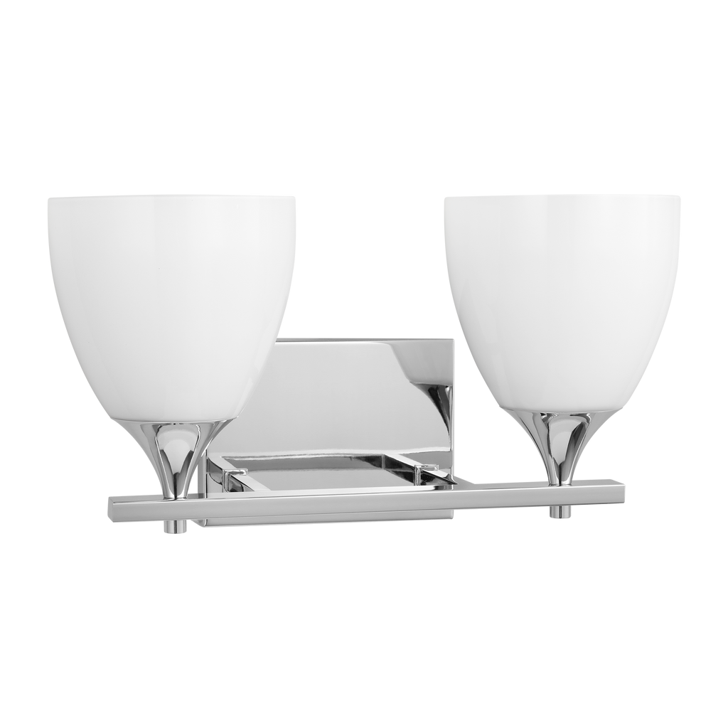 Toffino 2-Light Bath Sconce | Chrome | Milk Glass