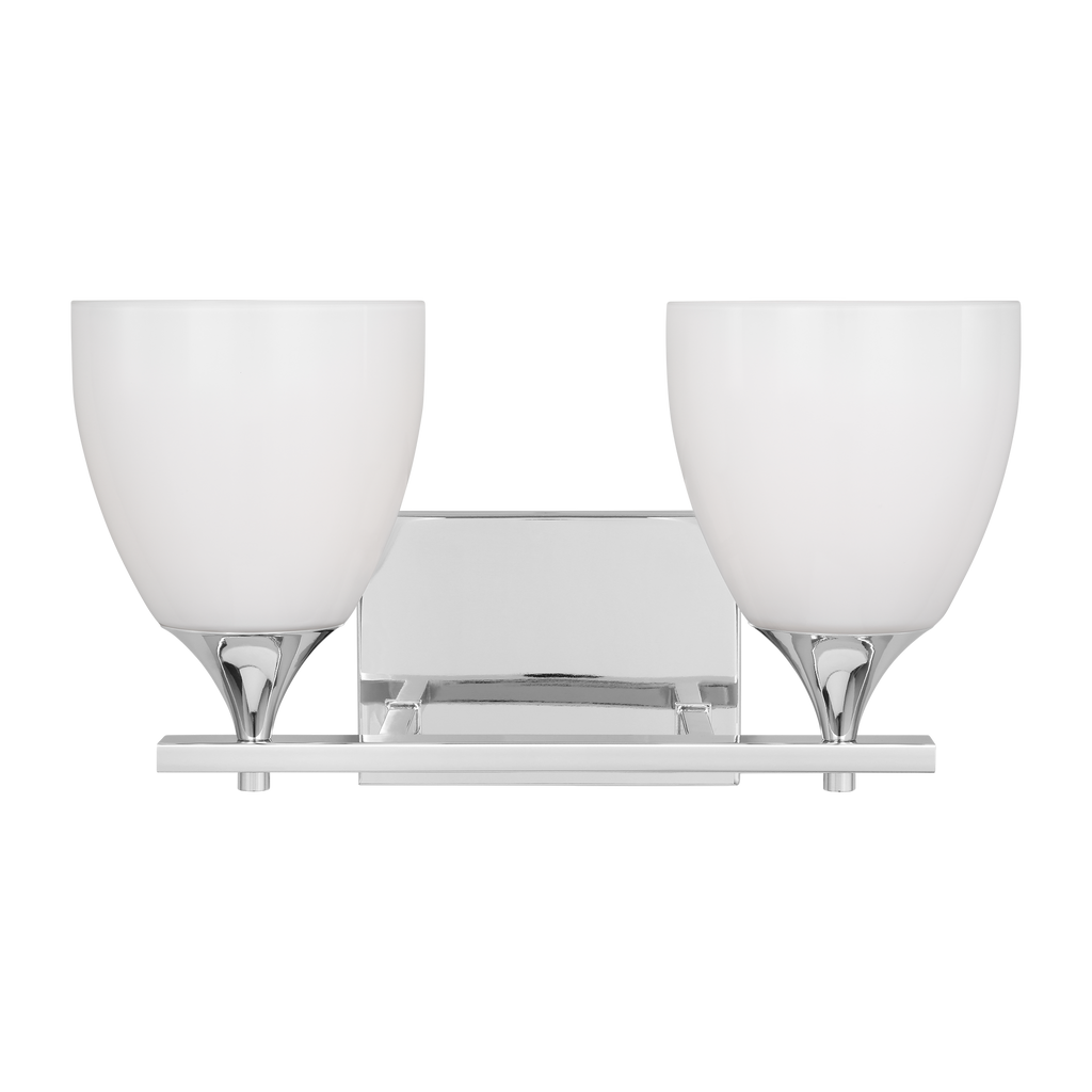 Toffino 2-Light Bath Sconce | Chrome | Milk Glass