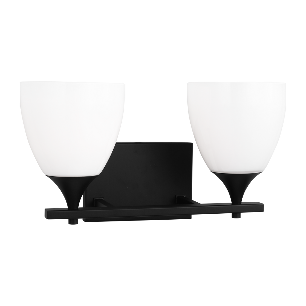 Toffino 2-Light Bath Sconce | Midnight Black | Milk Glass