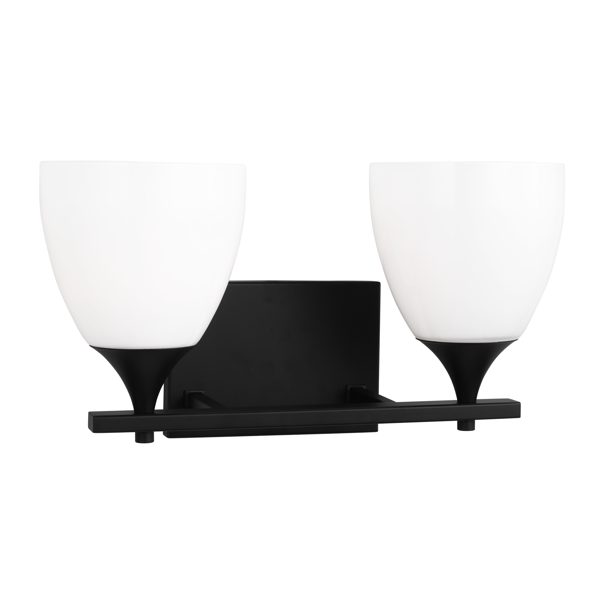 Toffino 2-Light Bath Sconce | Midnight Black | Milk Glass