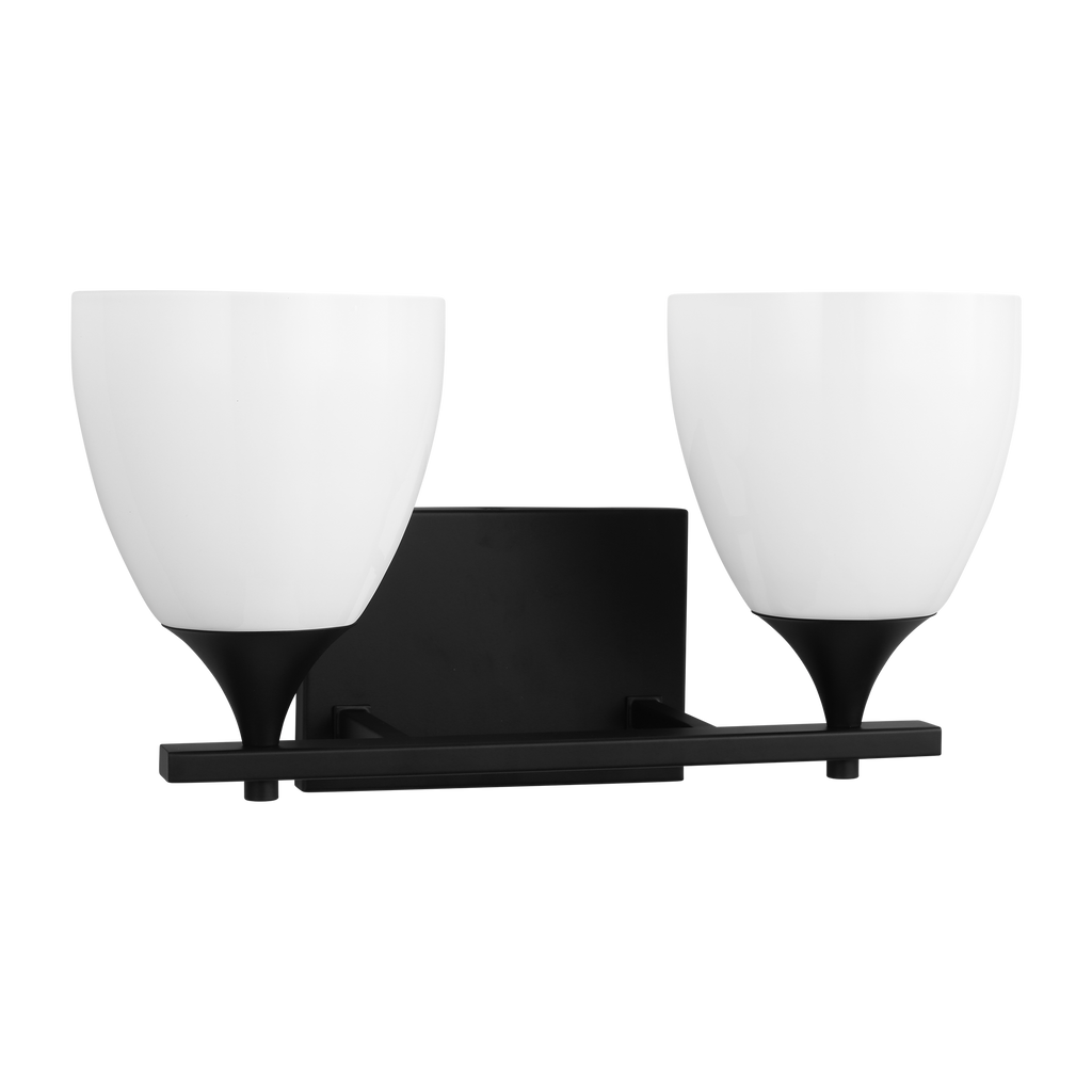Toffino 2-Light Bath Sconce | Midnight Black | Milk Glass