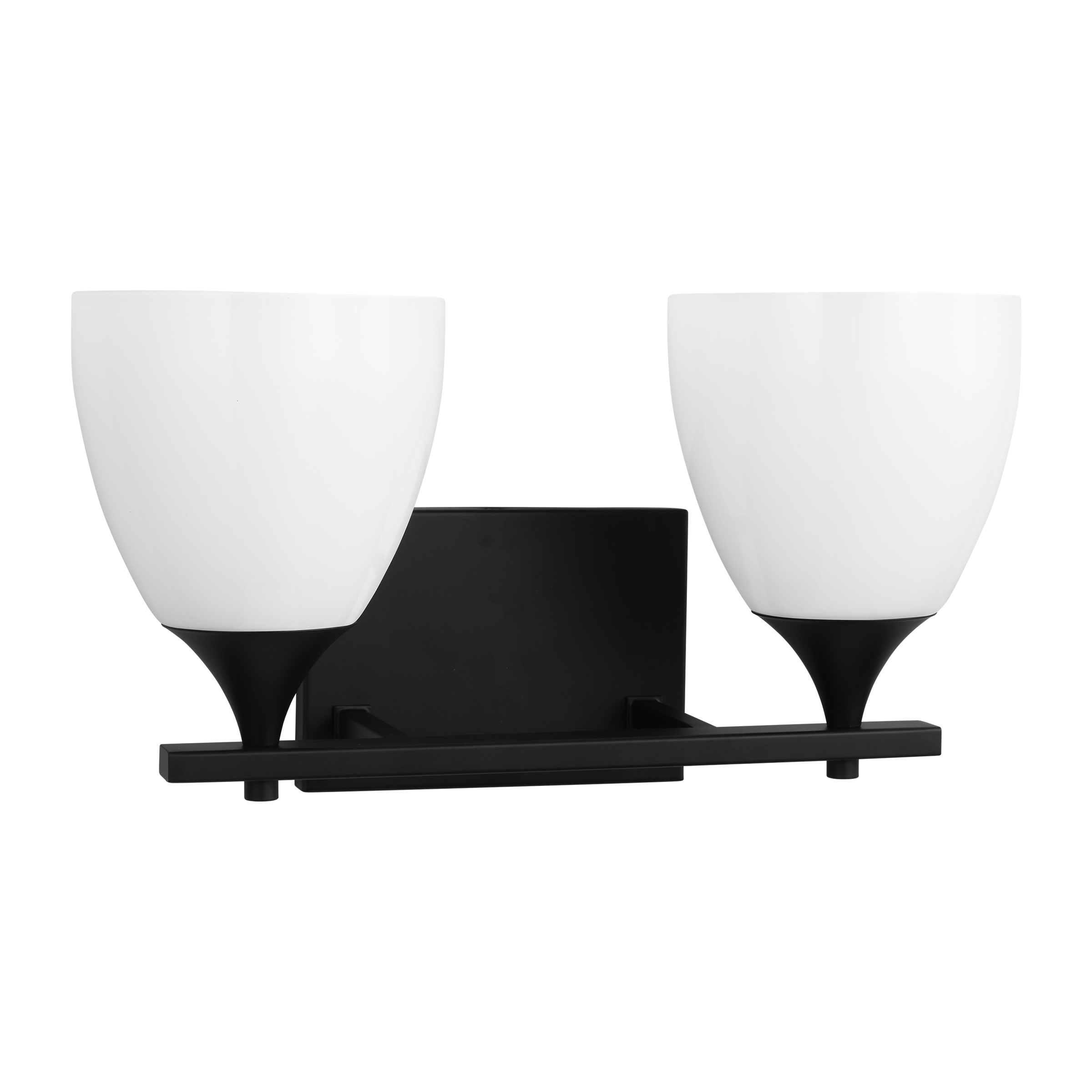 Toffino 2-Light Bath Sconce | Midnight Black | Milk Glass