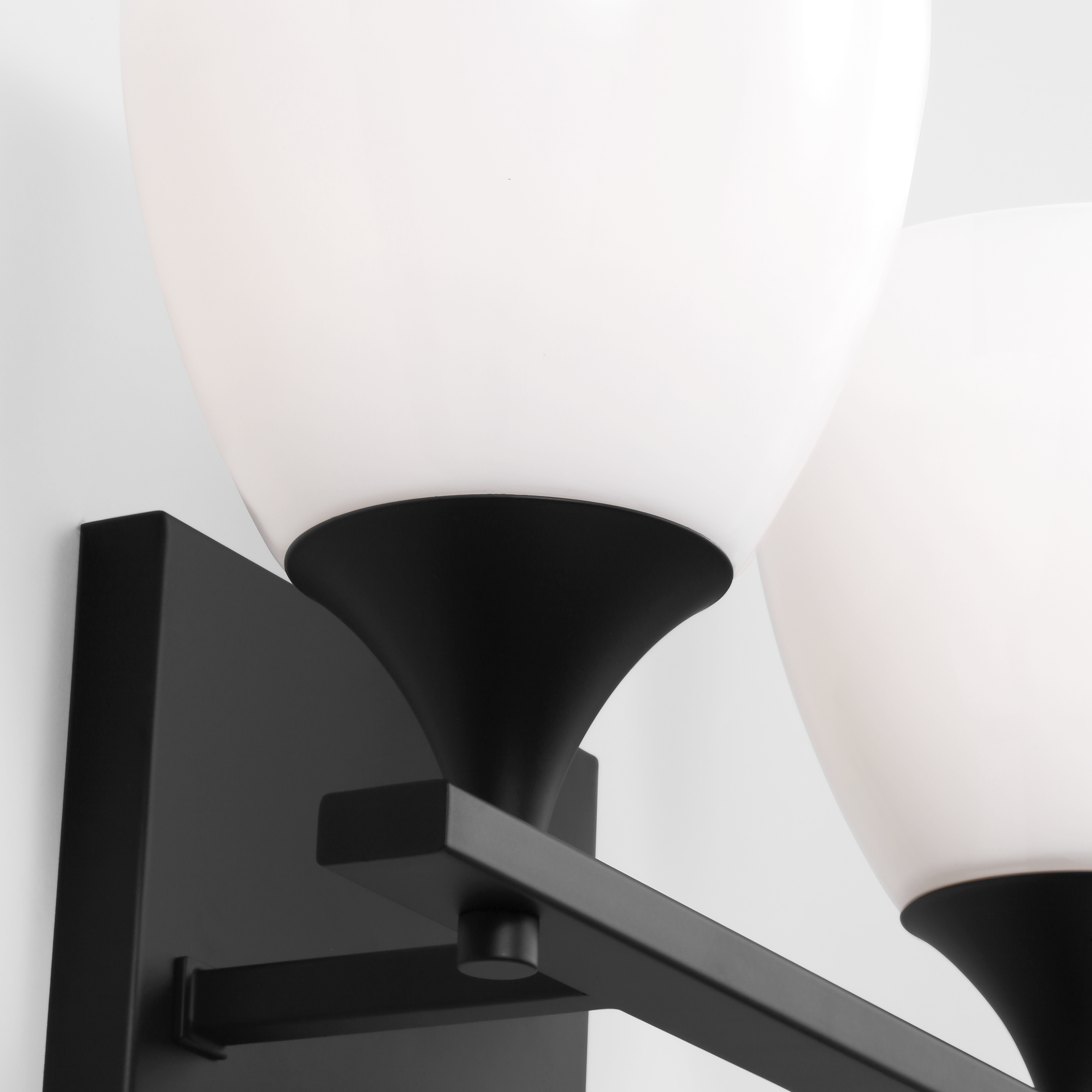 Toffino 2-Light Bath Sconce | Midnight Black | Milk Glass