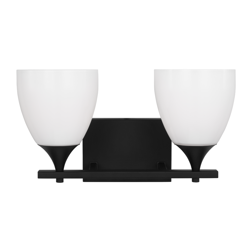 Toffino 2-Light Bath Sconce | Midnight Black | Milk Glass