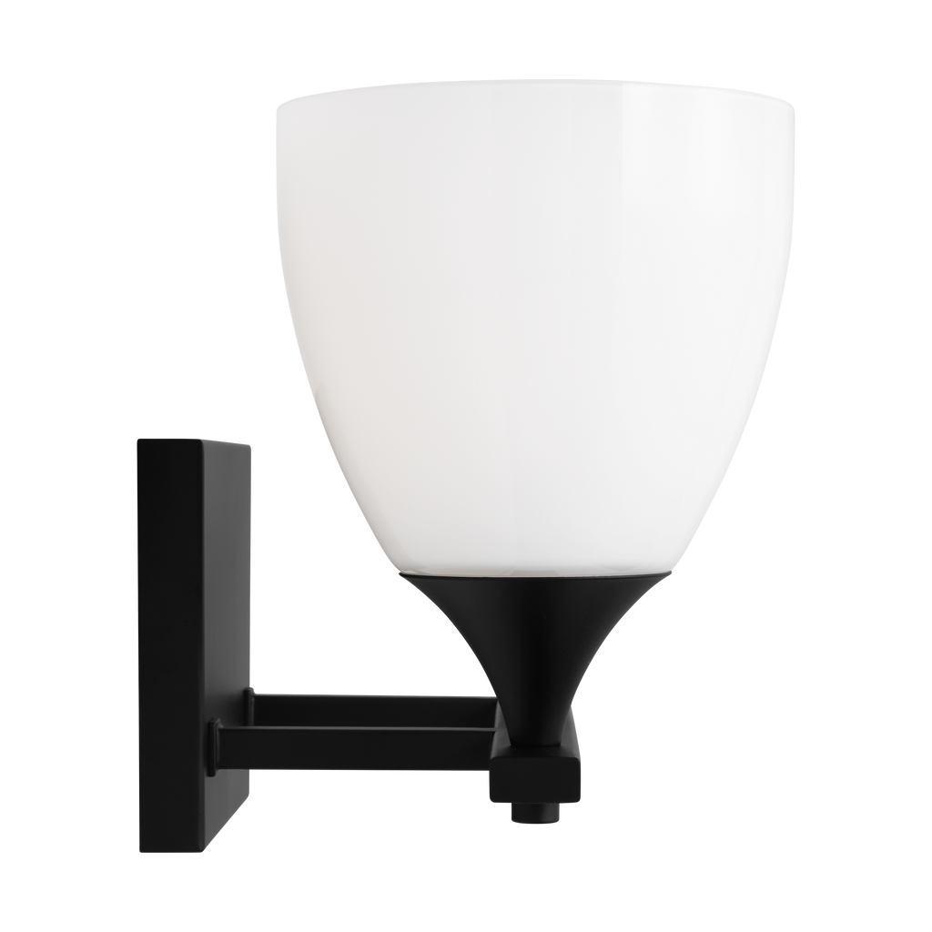 Toffino 2-Light Bath Sconce | Midnight Black | Milk Glass