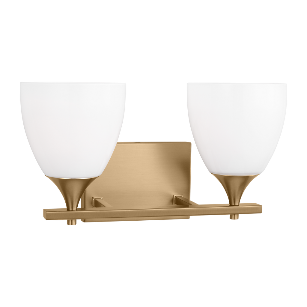 Toffino 2-Light Bath Sconce | Satin Brass | Milk Glass