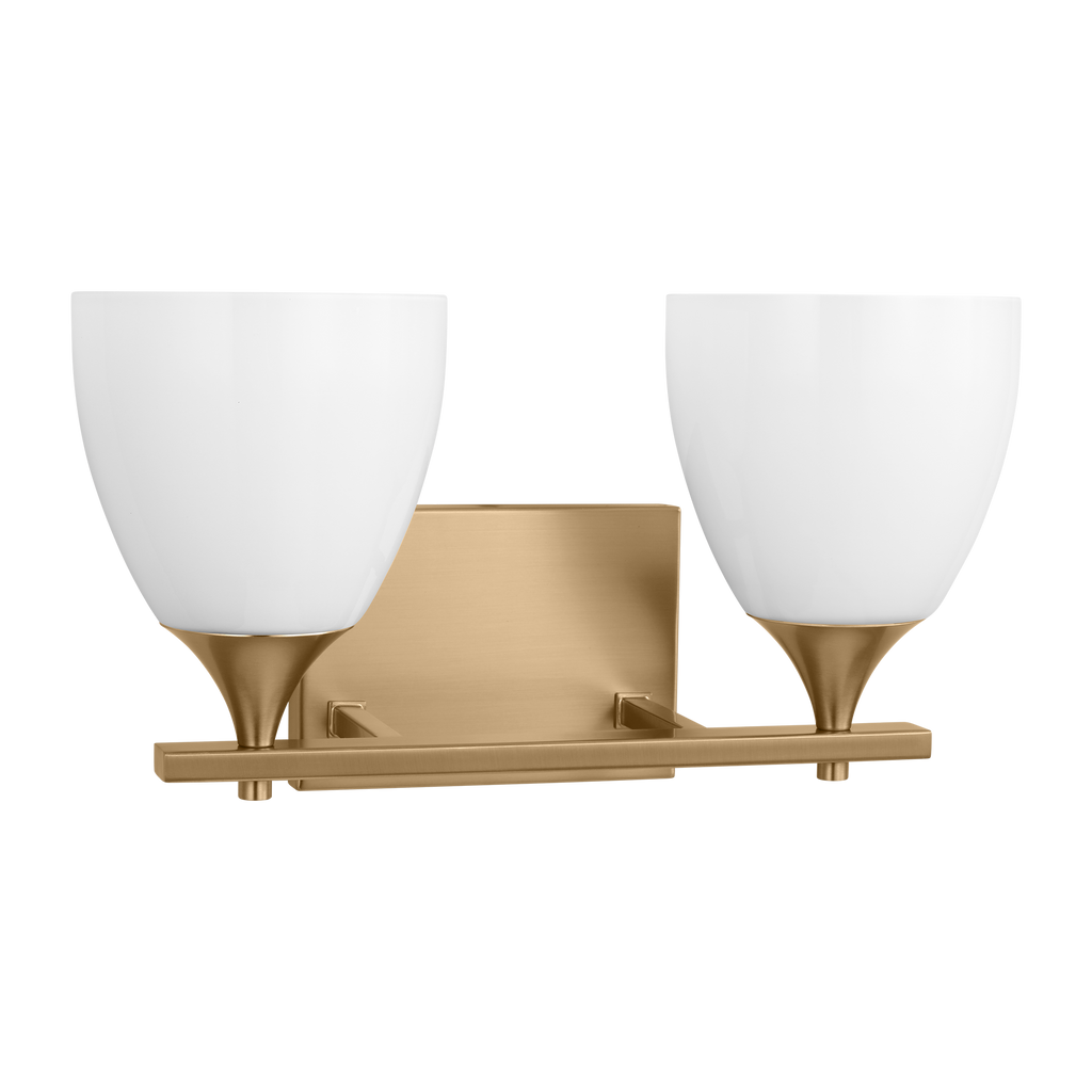 Toffino 2-Light Bath Sconce | Satin Brass | Milk Glass