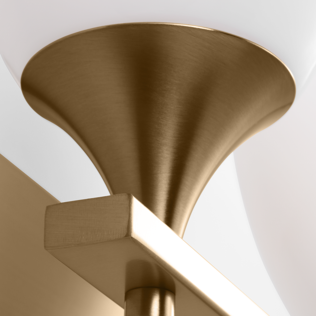 Toffino 2-Light Bath Sconce | Satin Brass | Milk Glass