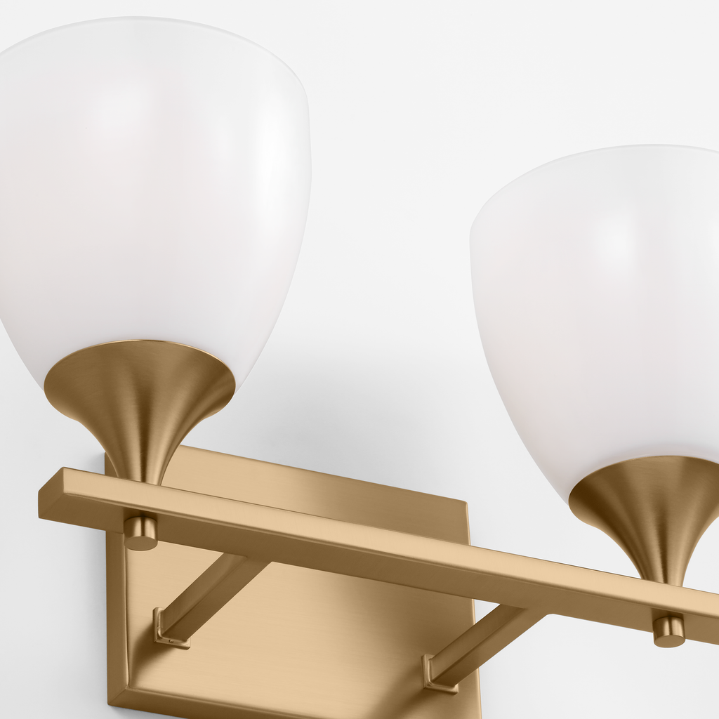 Toffino 2-Light Bath Sconce | Satin Brass | Milk Glass