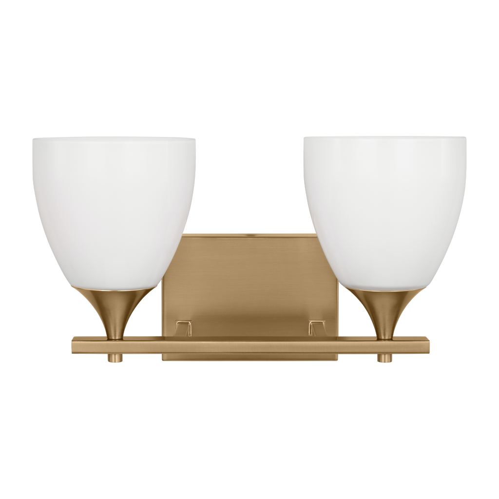 Toffino 2-Light Bath Sconce | Satin Brass | Milk Glass