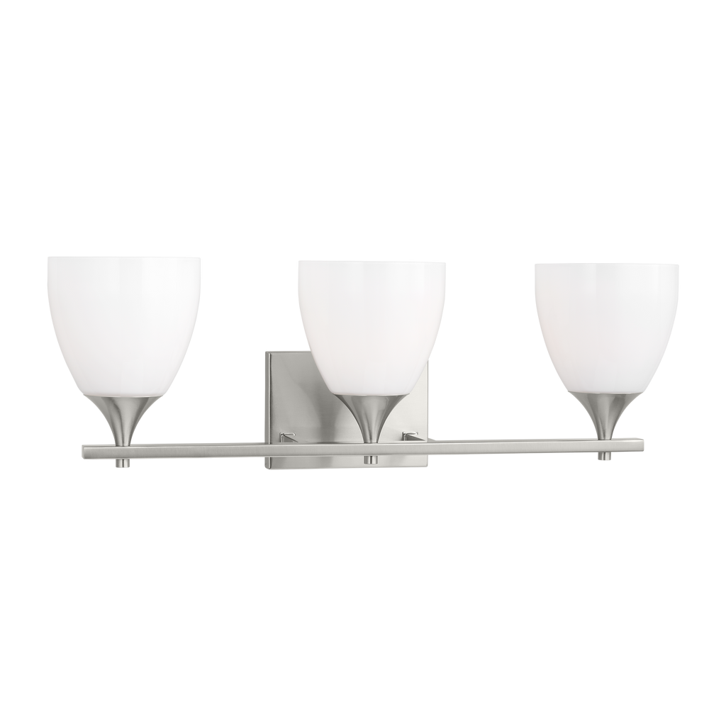 Toffino 3-Light Bath Sconce | Brushed Steel | Milk Glass