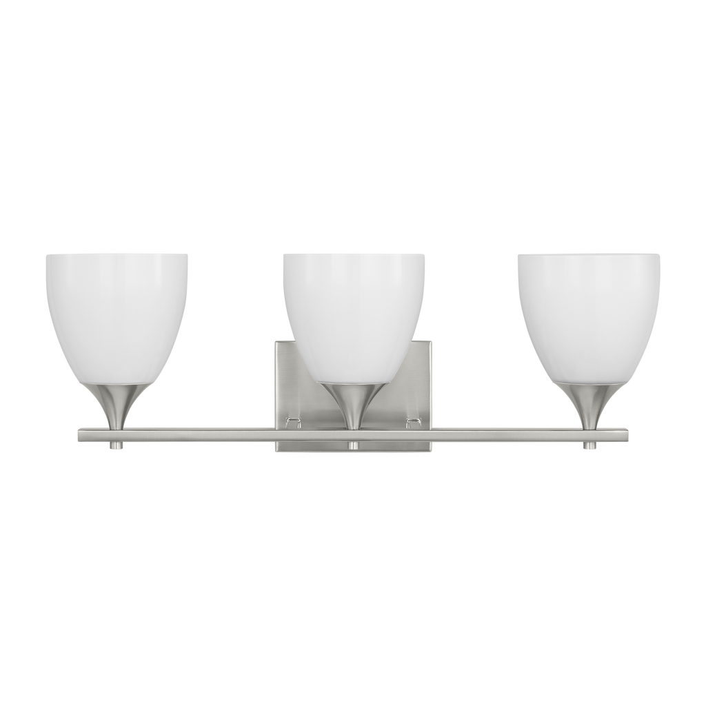 Toffino 3-Light Bath Sconce | Brushed Steel | Milk Glass