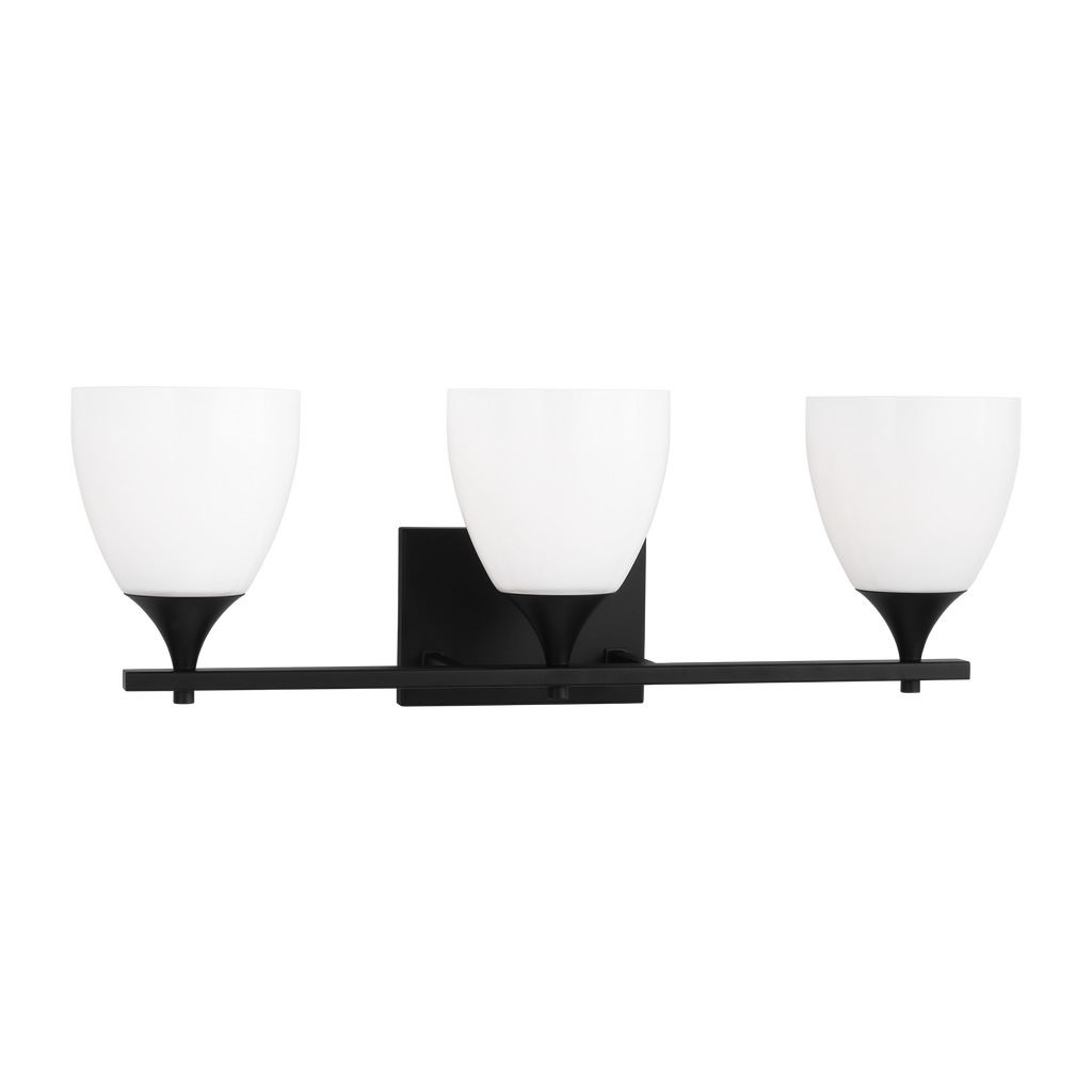 Toffino 3-Light Bath Sconce | Midnight Black | Milk Glass