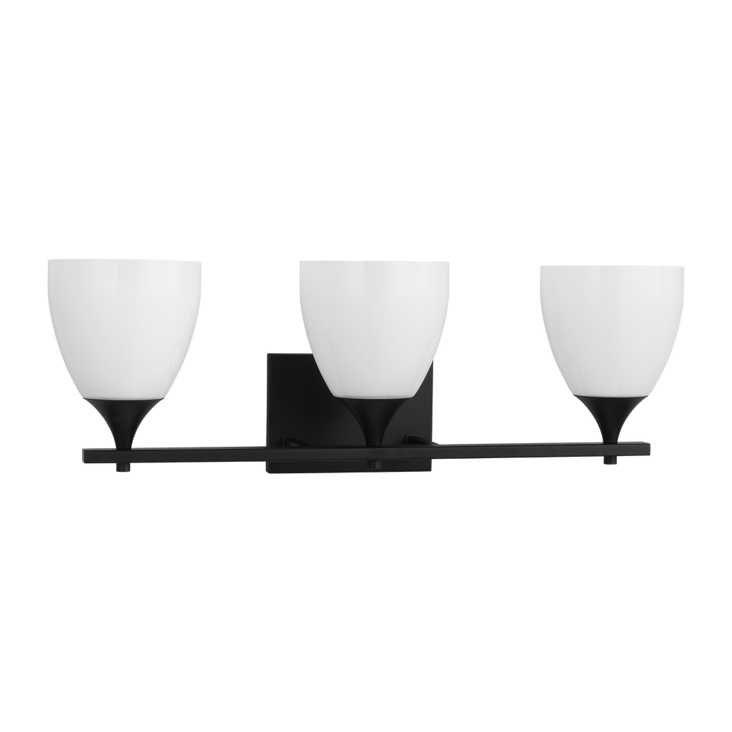 Toffino 3-Light Bath Sconce | Midnight Black | Milk Glass