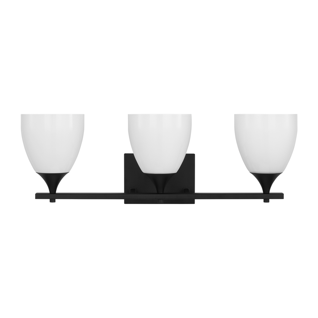 Toffino 3-Light Bath Sconce | Midnight Black | Milk Glass