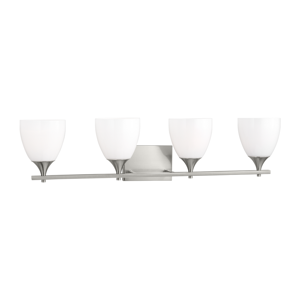 Toffino 4-Light Bath Sconce | Brushed Steel | Milk Glass