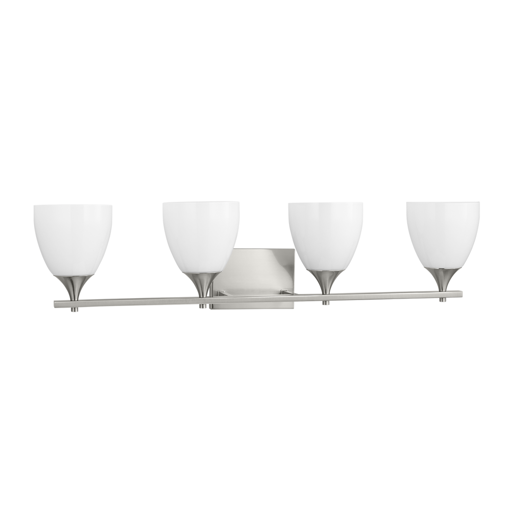 Toffino 4-Light Bath Sconce | Brushed Steel | Milk Glass
