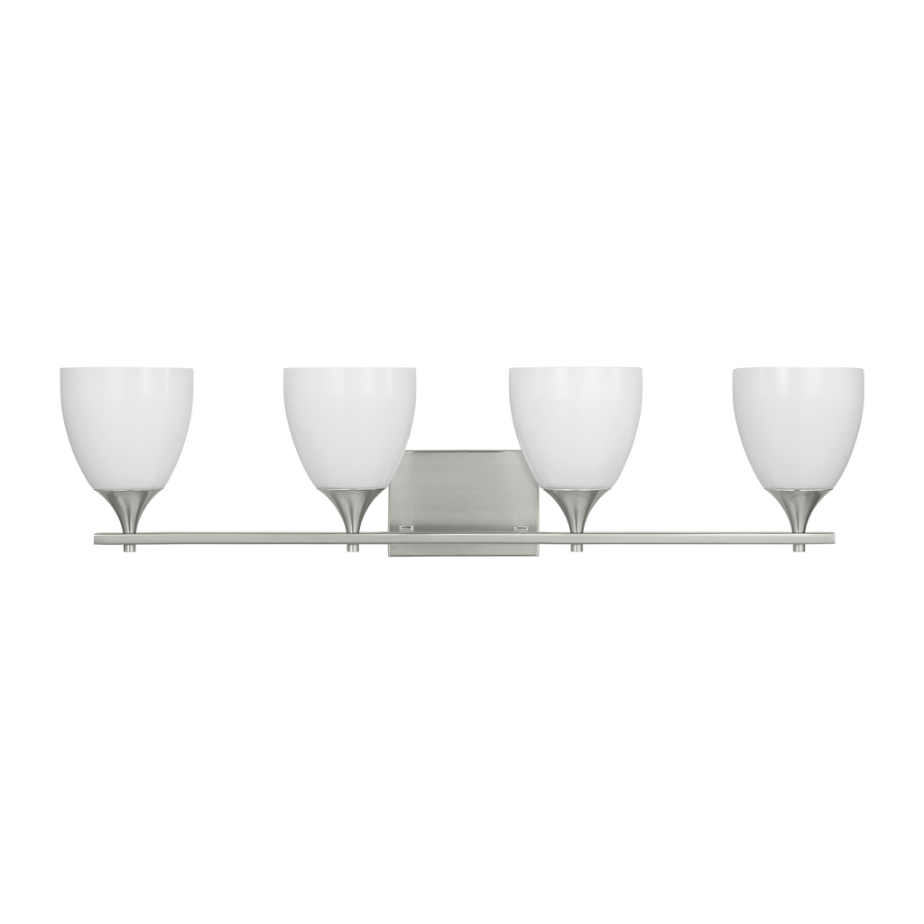 Toffino 4-Light Bath Sconce | Brushed Steel | Milk Glass