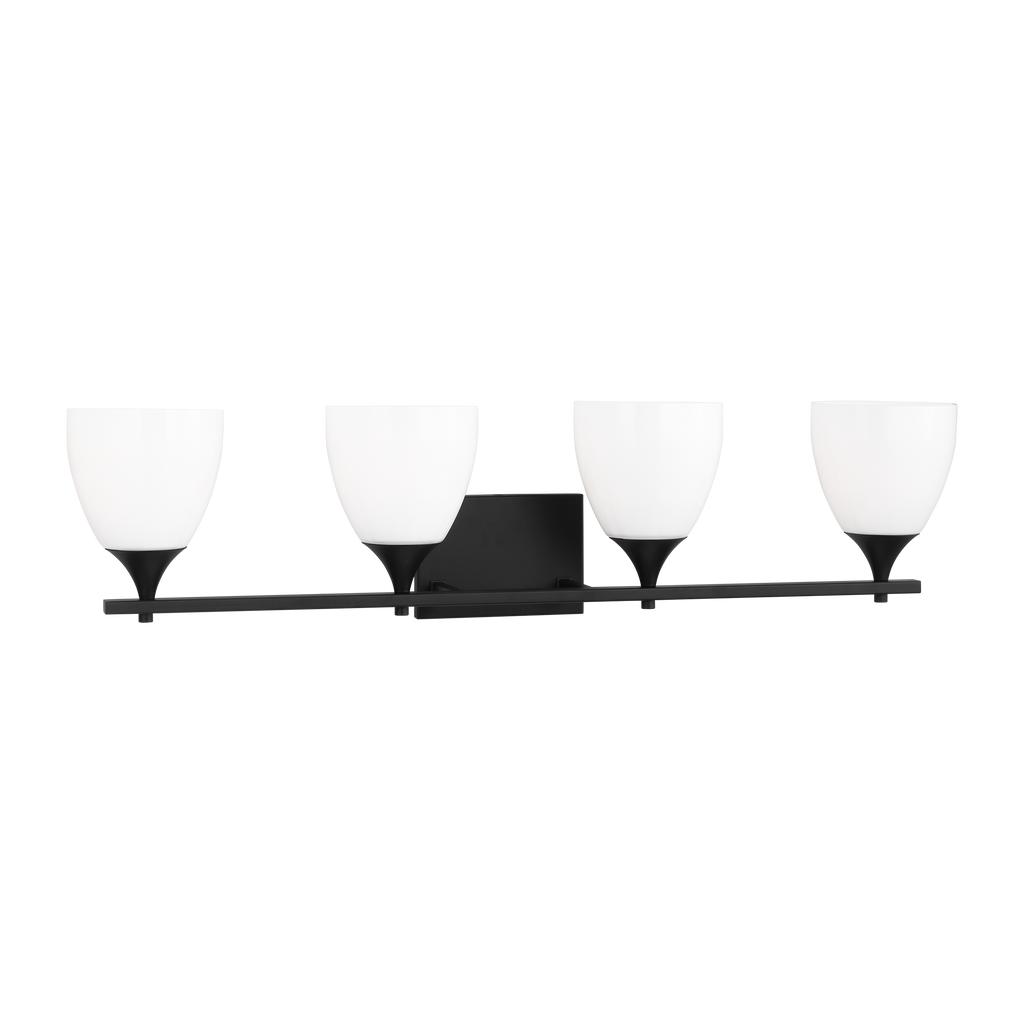 Toffino 4-Light Bath Sconce | Midnight Black | Milk Glass