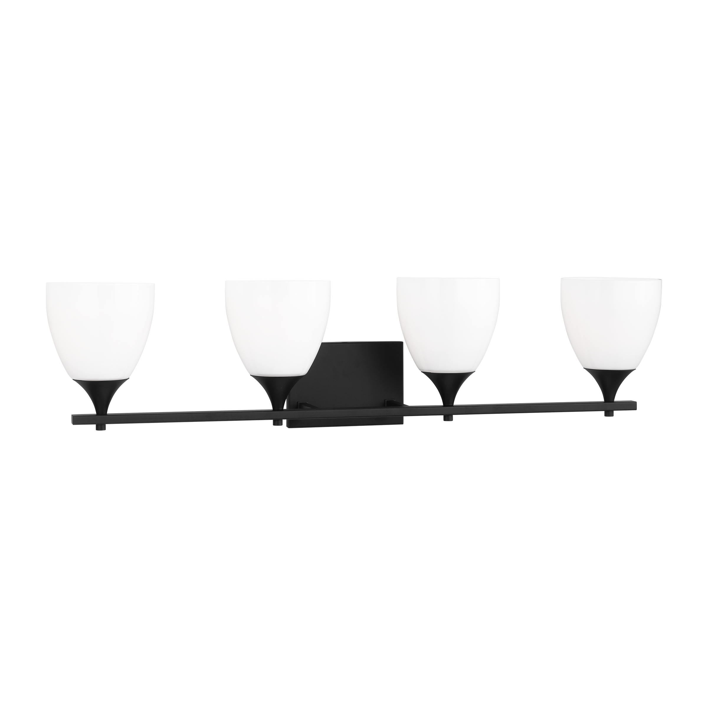 Toffino 4-Light Bath Sconce | Midnight Black | Milk Glass